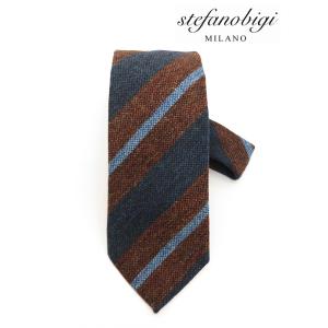 stefanobigi  ステファノビジ ネクタイ/ウール イタリア製 ブラウン/ネイビー ste4...