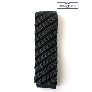 Tricot-Dio/トリコ・ディオ/ニットタイ/ジャカードストライプ/ブラック×グレー/trd46...