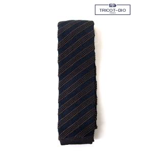 Tricot-Dio/トリコ・ディオ/ニットタイ/ジャカードストライプ/ネイビー×ブラウン/trd4...