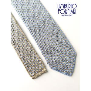 UMBERTO FORNARI/ウンベルト・フォルナリ/リバーシブルニットタイ/ライトブルー×ベージ...