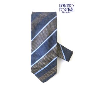 ウンベルト・フォルナリ UMBERTO FORNARI ネクタイ/シルク イタリア製 ネイビー×ブラ...