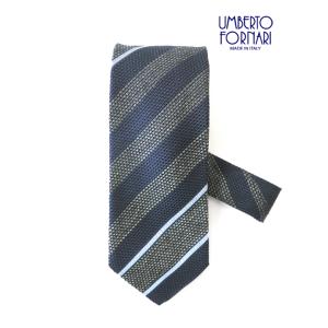 ウンベルト・フォルナリ UMBERTO FORNARI ネクタイ/シルク イタリア製 ネイビー×グリ...