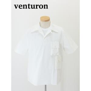 ベンチュロン venturon プルオーバーシャツ/半袖/シアサッカー フランス製  ホワイト ven480801｜rootweb