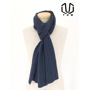 VOW/ボウ/カシミアニットマフラー/ネイビーブルー/vow422206