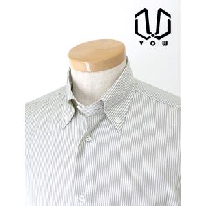 ボウ VOW ウールシャツ/REDA ACTIVE/ボタンダウン イタリア製 グレー×ホワイト vo...