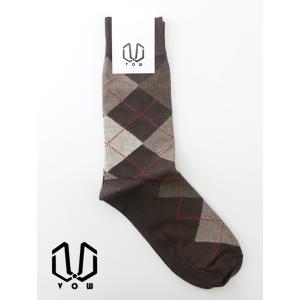 ボウ VOW ハイゲージコットンソックス/アーガイル イタリア製 ブラウン vow482208