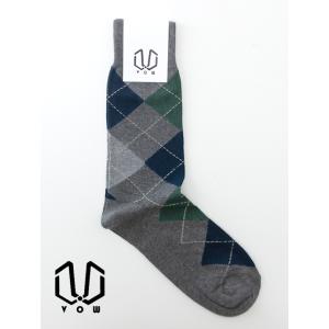 ボウ VOW ハイゲージコットンソックス/アーガイル イタリア製 グレー vow482210