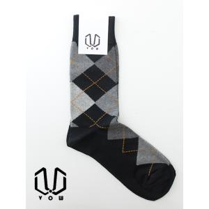 ボウ VOW ハイゲージコットンソックス/アーガイル イタリア製 ブラックグレー vow482211