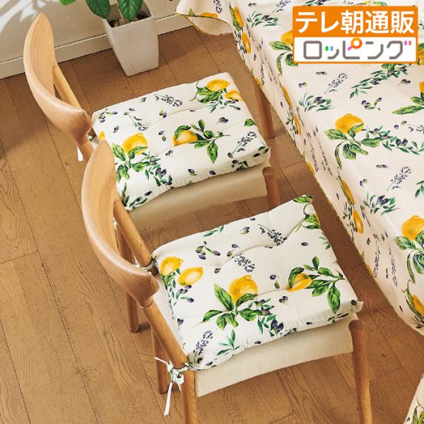 イタリア製シートクッション4枚組＜レモン＞ 両面同柄 洗濯可 厚さ約6cm 爽やか テレビ朝日 テレ...