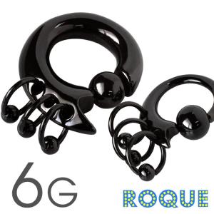 ボディピアス 6G 3連リングトライバルデザイン キャプティブビーズリング(ブラック)(1個売り)(オマケ革命)｜roquebodypieace