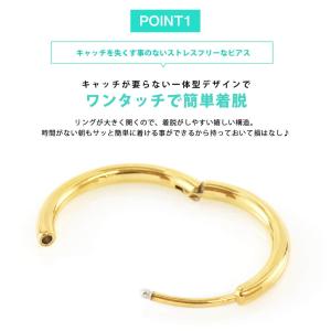 (2個SET)両耳用 ステンレス フープ ピア...の詳細画像2
