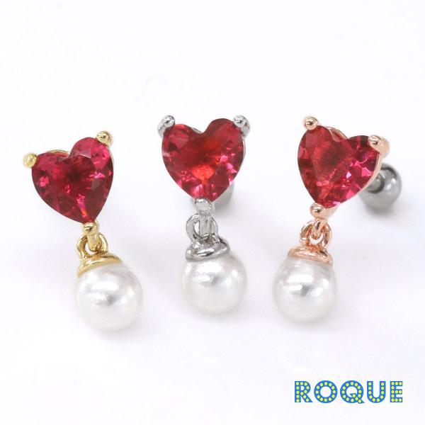 ボディピアス 16G ピンクハート ジュエル ストレートバーベル(1個売り)(オマケ革命)