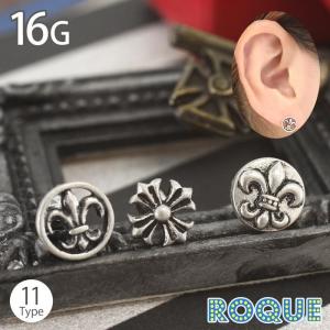 ボディピアス 16G 紋章風デザイン ストレートバーベル(1個売り)(オマケ革命)