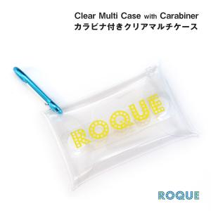 カラビナ付き クリアマルチケース ROQUEロゴ入り クリアポーチ 透明ビニール(1個売り)(オマケ革命)