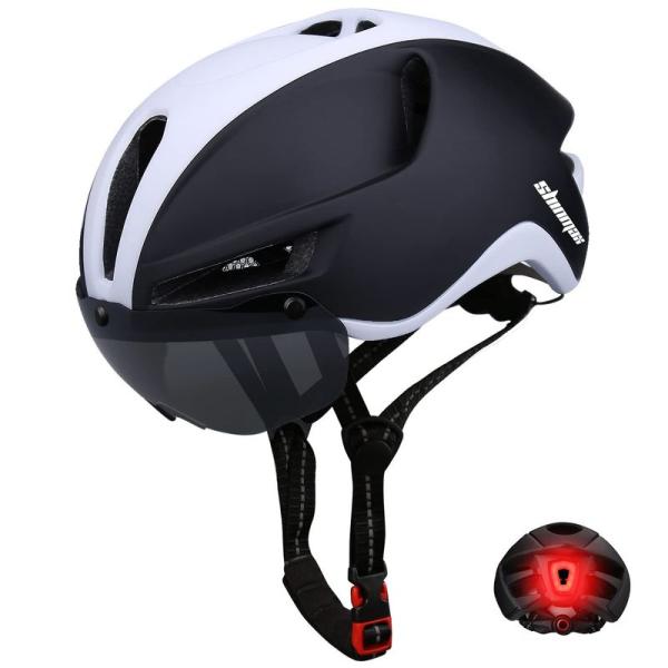 Shinmax 自転車 ヘルメット 大人用 ロードバイク ヘルメット 超軽量 USB充電式 LED ...