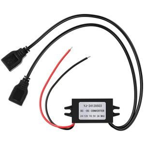 LIKENNY 車用USB電源ポート デュアル DC電圧変換コンバーター 2 USB DC-DC 電力変換器 12V / 24V To 5V｜rosashop