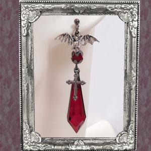 コウモリ 蝙蝠 十字架 クロス 赤 レッド ピ...の詳細画像1