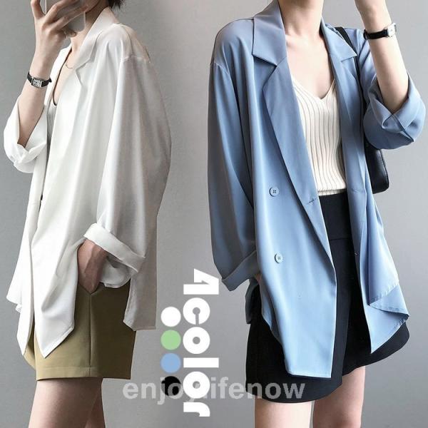 ブレザースーツレディース薄手コート春夏長袖ロング丈ブレザー韓国風40代30代50代日焼け対策UVカッ...