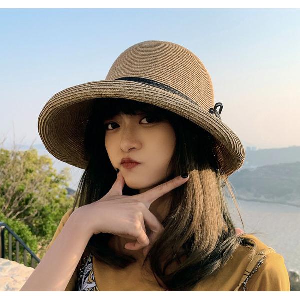 帽子 レディース 麦わら帽子 大きめ 紫外線99%カット 折りたたみ UPF50  つば広 麦わらハ...