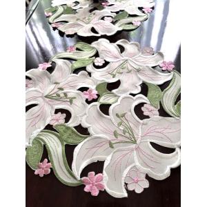 2枚セット コースター ドイリー 30cm Merry Xmas ポインセチア刺繍