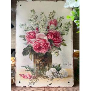 ブリキ看板 20×30cm 薔薇上鉢　　付属品あり　アートパネル 壁掛け　柄(5)(6)｜rose-viva-shop