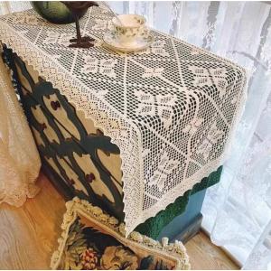 フランス　アンティーク　ヴィンテージ　ギュピールレース　テーブルクロス floreale ギュピールレース テーブルセンター 約38×70cm｜インテリア