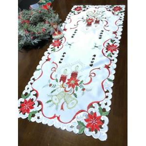牡丹の花 40X175cm テーブルランナー刺繍 ピンク タッセル付き