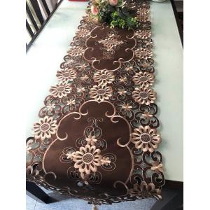 テーブルランナー ブラウン カットワーク刺繍 ...の詳細画像1