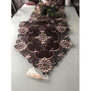 テーブルランナー ブラウン カットワーク刺繍 ...の詳細画像2