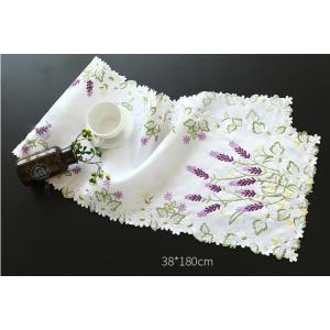 テーブルランナー ラベンダーの花 カットワーク刺繍