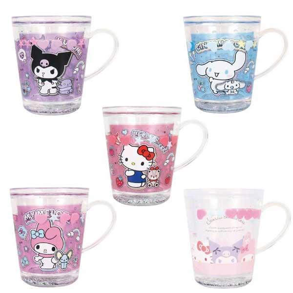 サンリオ ウォーターカップ 水入り キラキラ コップ ペタペタステッカーズ リボンいっぱい クロミ ...