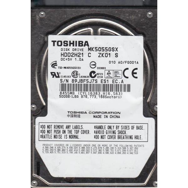 mk5055gsxハードドライブ500?GB SATA 2.5?&quot; 010?a0?/ fg001?m