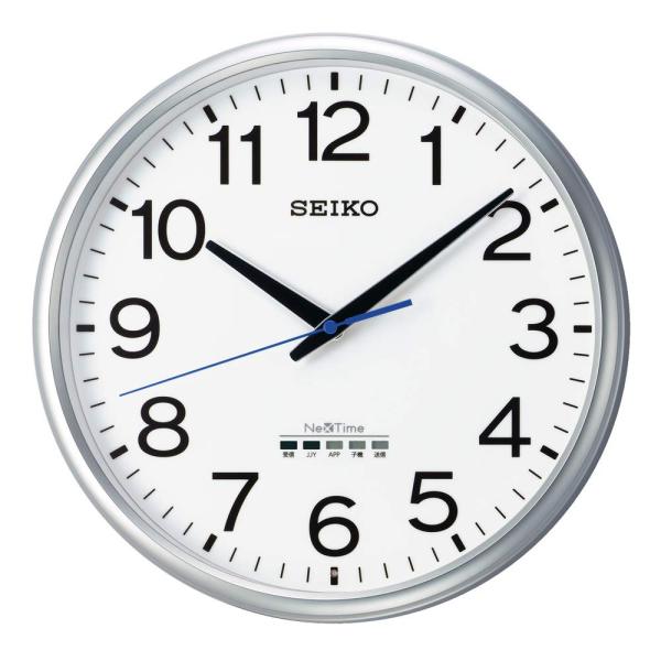 セイコー クロック 掛け時計 オフィスタイプ 電波 セイコーネクスタイム 銀色メタリック 直径350...