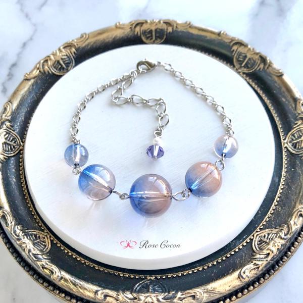 ブレスレット　アクリル　ビジュー　キラキラ　うるうる　グラデーション　シャボン玉風　アクセント　ブル...