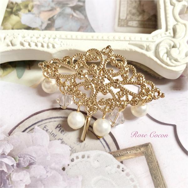 透かし×キラキラ×パールのオリエンタル風ポニーフック