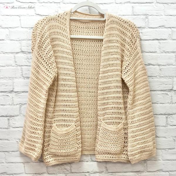 カーディガン　レディース　おしゃれ　レース　編み　ゆったり　長袖　羽織り　冷房　防寒　ニット　オフィ...