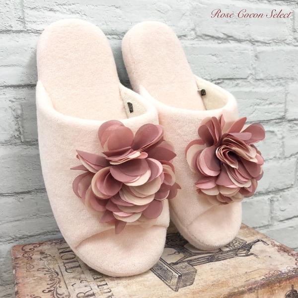 スリッパ　ルームシューズ　室内履き　オシャレ　かわいい　お花　ギフト　フェミニン　コンフォ　ピンク