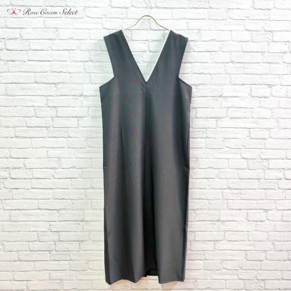 ワンピース　ロング　 ワンピース　無地　ノースリーブ　Vネック　オシャレ　大人かわいい　パール　オケ...