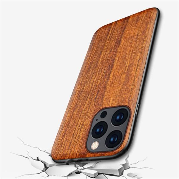 MQman iPhone15Pro ケース 木製カバー ローズウッド素材 原木 エンボス加工 アイホ...