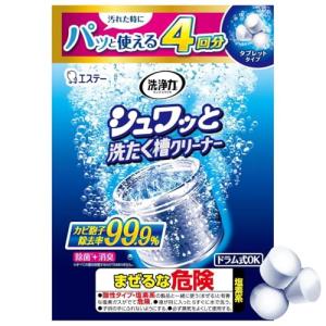 洗浄力 シュワッと 洗濯槽クリーナー 【4回分】 塩素系 タブレット (個装タイプ) 除菌 消臭 洗濯機 ドラム式 [ 限定] エコパッケージ