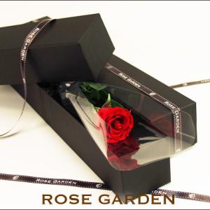 【ブラックボックス・薔薇（バラ）一輪】　誕生日・サプライズプレゼント のプリザーブドフラワーギフト 　