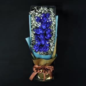 ブルーローズ MIX 花束 40本カラーミックス 生花 ナチュラルカラー