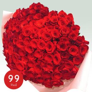[LoveRose] プレミアムローズ 大輪花束 レッド 99本