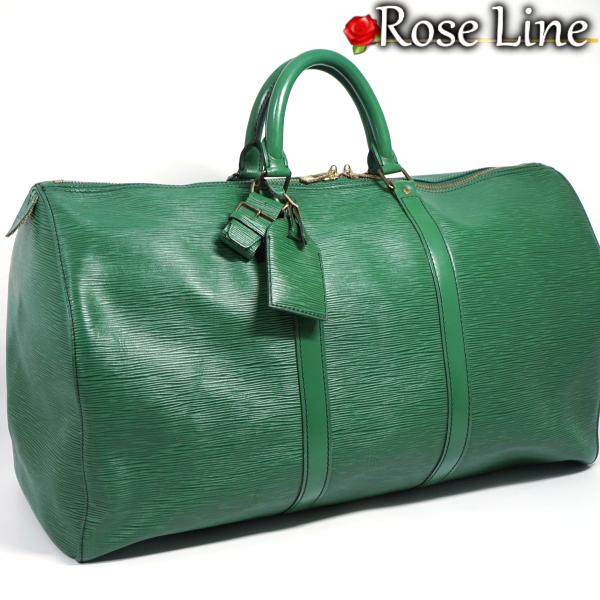 【良好品】Louis Vuitton エピ キーポル50 ボストンバッグ 鞄 ボルネオグリーン 緑 ...