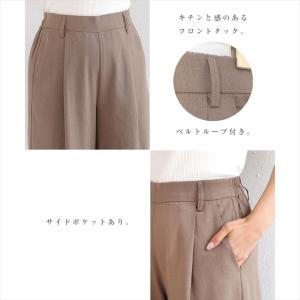 リネン レーヨン タック ワイドパンツ レディ...の詳細画像4