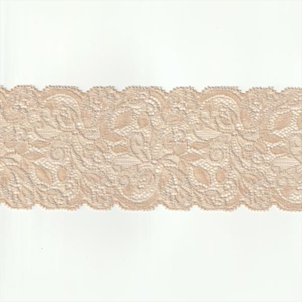 ストレッチ レース生地 モカ 幅80mm ナイロン ポリウレタン / カット売り ハンドメイド DI...