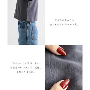 ショート丈 コットン 半袖 Tシャツ レディー...の詳細画像4