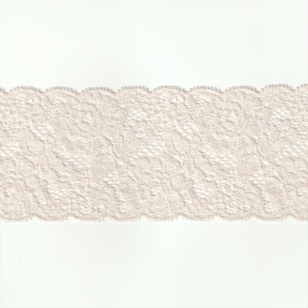 ストレッチ レース生地 ベージュ ピーチ 幅80mm ナイロン ポリウレタン / カット売り ハンド...