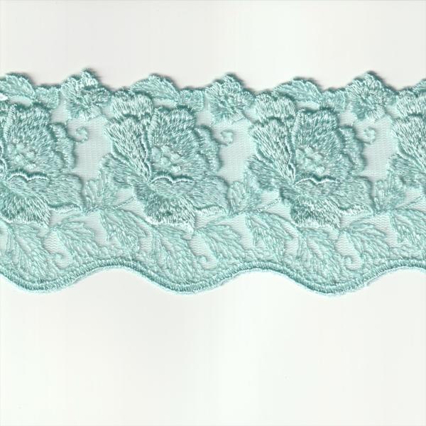 チュール レース生地 サックス 幅80mm ナイロン レーヨン その他 / カット売り ハンドメイド...