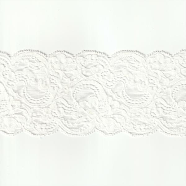 ストレッチ レース生地 オフホワイト 幅80mm ナイロン ポリウレタン / カット売り ハンドメイ...